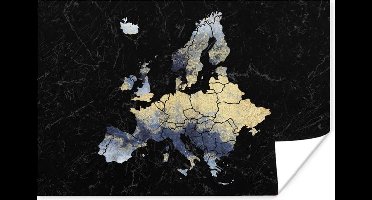 Poster Kaart - Europa - Delfts blauw - 30x20 cm