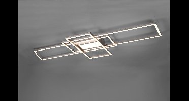 LED Plafondlamp - Plafondverlichting - Torna Urano - 60W - Aanpasbare Kleur - Afstandsbediening - Dimbaar - Rechthoek - Mat Nikkel - Aluminium