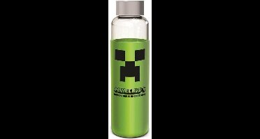 Fles - STOR - Minecraft - Glas met siliconen hoes - Herbruikbaar - 585 ml
