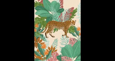 IXXI Botanic Paradise, Goed Blauw - 60 x 80 cm - Gratis ophangtool - Grote wanddecoratie en posters - Illustraties, Speels, Woonkamer, Tropisch