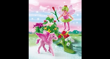 Lentefee met Pegasusveulen Kersenbloesem / Fée Printemps avec poulain ailé rose