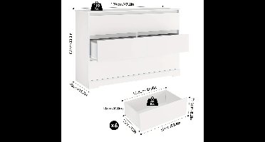 Ladeblok – Ladekast – Kast – Dressoir – Opbergkast – 6 Ruime Lades – Hoogwaardig MDF & Houten Ladepanelen – 120x40x82 cm – Anti-Omvalbeveiliging