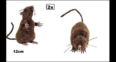 2x Riool rat staand en zittend 12 cm - Griezel ratten thema feest creepy fun