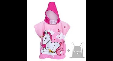 JORAKI Eenhoorn Kids Hooded Handdoek Poncho voor Kinderen Strandlaken Zwembad Badhanddoek Surfen Handdoek Microvezel Ultra Zachte en Absorberende Badjas voor Jongens Meisjes Kinderen Peuter 2-8 Jaar