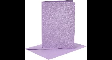 Kaarten en enveloppen, afmeting kaart 10,5x15 cm, afmeting envelop 11,5x16,5 cm, paars, parelmoer, 4sets