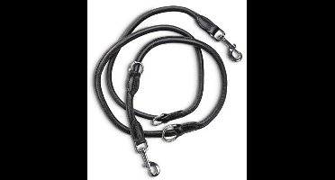 Premium Leather Dog Leash Dexter 2m - Dog Leash with Brass Carabiner - Genuine Leather Leash Multiple Adjustable (Black)