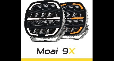 SKYLED Moai 9X Black FI220 9 inch verstraler met positielicht wit/amber dynamic 16.000 Lumen 162 watt 667 meter bij 1 lux