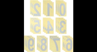 KARZO - Reflecterende cijferstickers voor vuilnisbakken en deuren - zelfklevend en waterdicht - 0-9 nummers - 30 stuks - zilver.