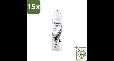 15 x Rexona - Deodorant Spray - Invisible On Black+White Clothes - Tegen Vlekken - 150 ml - Grootverpakking - Onbepaalde Vlekken - Onzichtbare Bescherming - Zweetbehandeling - Anti-transpirant Spray - Vlekken Op Witte Kleding
