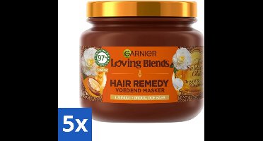 5 x Garnier - Loving Blends - Haarmasker - Argan & Cameliaolie - Droog & Dof Haar - 340 ml - Haarmasker - Arganolie - Cameliaolie - Droog Haar - Dof Haar