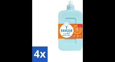 4 x Seepje - Afwasmiddel - Krachtige Reiniging - Versgeperste Sinaasappel Geur - 500 ml - Afwasmiddel - Sinaasappelgeur - Biologisch Afwasmiddel - Milieuvriendelijk - Duurzaam Afwasmiddel