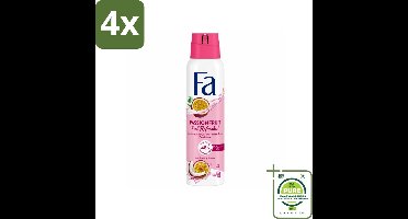 Fa – Deodorant Spray – Passion Fruit – 150 ml - Voordeelverpakking - 4 stuks - Deodorant spray - Passievrucht