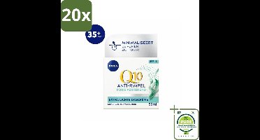 20 x NIVEA - Q10 POWER Dagcrème - Anti-Rimpel Gezichtscrème - Poriën Verfijnend - Voor gemengde tot vette huid - SPF 15 - 50 ml - Grootverpakking - Anti-rimpel Crème - Dagcrème - NIVEA Q10 - Poriën Verfijnende Crème - Vette Huid