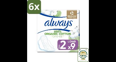 Always - Maandverband - Long - Cotton Protection - Met Vleugels - 9 Maandverband - Voordeelverpakking - 6 stuks - Always Cotton Protection - Maandverband ultra lang