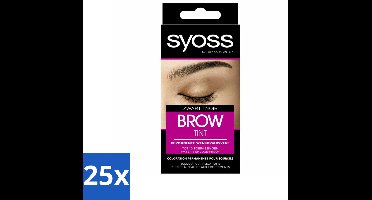 25 x SYOSS - Brow Tint Zwart - Wenkbrauwverf - Langdurige Kleur - Tot 10 Toepassingen - Wenkbrauwverf - Permanente Wenkbrauwverf - Zwart Wenkbrauwverf - Langdurige Kleur - Grijze Haartjes Verbergen