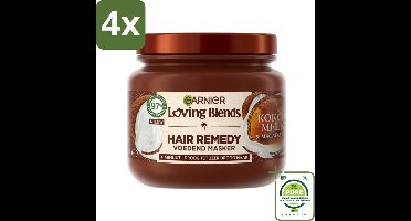 Garnier - Loving Blends - Haarmasker - Kokosmelk & Macadamia - Normaal tot Droog Haar - 340 ml - Voordeelverpakking - 4 stuks - Haar masker - Kokosmelk masker