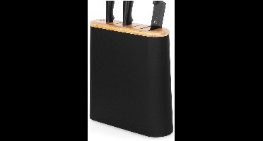 Excellent Houseware - Leeg Messenblok - Zwart Met Verdelers - Soft Touch - Bamboe