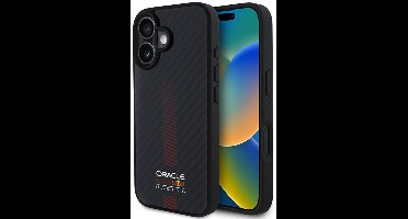 Red Bull Racing iPhone 16 Backcover hoesje Magsafe - Carbon Fiber - Powerbar - Zwart
