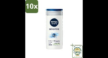 10 x Nivea - Men - Sensitive Douchegel - Hydraterend - 250 ml - Grootverpakking - Gevoelige Huid - Douchegel - Hydraterend - Huidvriendelijk - PH-huidneutraal