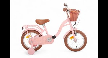 AMIGO Fairy Kinderfiets - Meisjesfiets 14 Inch - Met Terugtraprem - Met Zijwieltjes - Zalmroze