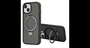 Accezz Hoesje - Geschikt voor Apple iPhone 15 Pro - Ring Stand Backcover geschikt voor MagSafe - Zwart