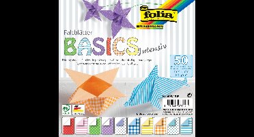 Folia Vouwpapier Basic Intensive - 15 x 15 cm - 50 vel in 10 designs