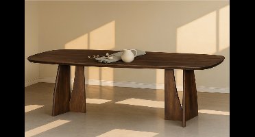 Eettafel Nina Deens ovaal mangohout 220x110 cm - walnoot - Japandi stijl