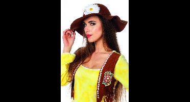 Hippiehoed met bloem bruin