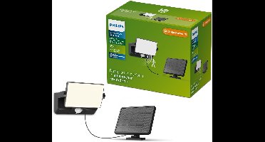 Philips Fyns Solar wandlamp - Zonne-energie - Helder wit licht: 3000K - Zwart - Twee lichtstanden - Schemersensor - Bewegingssensor - IP44: weerbestendig - Solar buitenverlichting - Beveiligingslamp