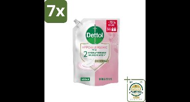 7 x Dettol - Handzeep Navulling - Hypoallergenic - Sensitive - 500 ml - Grootverpakking - Handzeep Navulling - Hypoallergenisch - Gevoelige Huid - Antibacterieel - Handverzorging