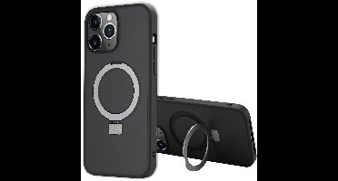 Accezz Hoesje - Geschikt voor Apple iPhone 13 Pro Max - Ring Stand Backcover geschikt voor MagSafe - Zwart
