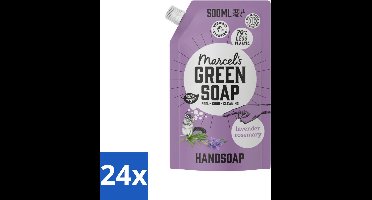 Marcel’s Green Soap – Handzeep Navulling – Lavendel & Rozemarijn – 500 ml - Voordeelverpakking - 24 stuks