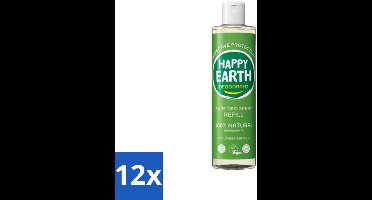 12 x Happy Earth – Deodorant Spray Navulling – 100% Natuurlijk Cucumber Matcha – 300 ml - Deodorant - Frisheid - Natuurlijke Deodorant - Matcha - Komkommer