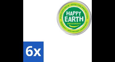 6 x Happy Earth – Deodorant Balm – 100% Natuurlijk Bergamot – 45 g - Deodorant Bergamot - Natuurlijke Deodorant - Huidvriendelijke Deodorant - Vegan Deodorant - Mineralen Zouten