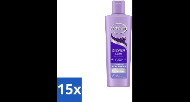 15 x Andrélon – Shampoo – Zilver Care – 250 ml - Zilver Care Shampoo - Kleurcorrectie Haar - Paarse Pigmenten - Gele Tonen Verminderen - Koele Haarkleur