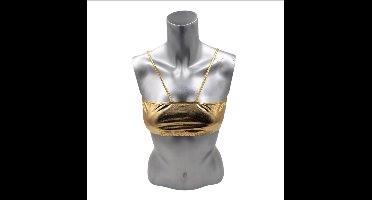 Kinky Glanzende Gouden Top met Open Rug Maat S – Wetlook Haltertop voor Clubwear & Fetish Fashion