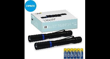 FlinQ Pen Zaklamp - 100 lumen LED lamp - Inclusief 6 Batterijen - Op Batterijen - Waterbestendige Flashlight - Militaire Zaklamp - Ideaal voor Noodpakket - Geschikt voor Kinderen - 100 meter Zicht - 2 Zaklampen