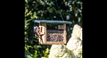CJ Wildlife Vogelvoederhuisje voor Kleine Vogels & Tuinvogels - Eindhoven - Voederhuis van Hout - Hangend Voederhuisje - Groen