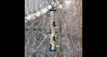 CJ Wildlife Voedersilo voor Tuinvogels - Apollo - 8 Openingen - Vogelvoedersilo voor Kleine Vogels - Hangend Vogelvoederhuisje - Vogelvoer Silo - Grafietgrijs