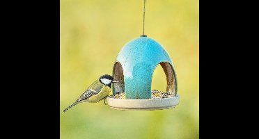 CJ Wildlife Vogelvoederhuisje voor Kleine Vogels & Tuinvogels - Vierno Taverne - Hangend Voederhuisje met Koepeldak - Keramisch Voederhuis - Groen