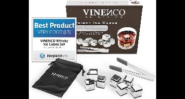 Whiskey Stones Ice Cubes Stainless Steel Ice Cubes 8 Set + Storage Pouch & Ice Tool, Reusable Stainless Steel Cooling Stones | Cooling Metal Ice Cubes - Cold Drink, Cocktails, Drinks Without Dilution