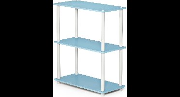 Furinno Turn-N-Tube 3-laags compact multifunctioneel rek voor planken, staande plank, lichtblauw/wit