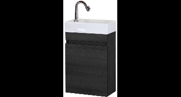 Bonsai Badmeubelset - Black Oak - Keramische Wastafel Fontein Links en Rechts