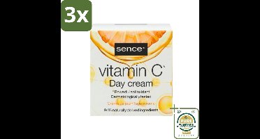 3 x Sence - Vitamine C - Dagcrème - Stralende Huid - 50 ml - Grootverpakking - Vitamine C Crème - Stralende Huid - Dagcrème - Huidveroudering - Antioxidant