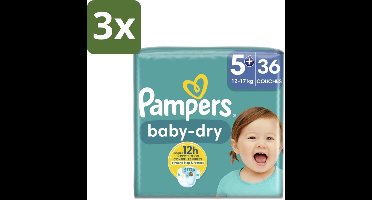 Pampers – Luiers – Baby-Dry Maat 5+ (12-17 kg) – 36 Luiers - Bulkverpakking - 3 stuks