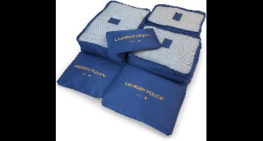 George Napoli Packing Cubes - Koffer Organizer Set - 6-delig - Reiszakken - Travel Cubes - Donkerblauw