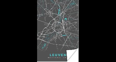 Poster Plattegrond – Leuven – Blauw – Stadskaart - Kaart - België - 20x30 cm