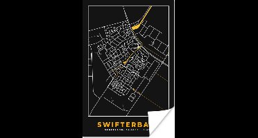 Poster Swifterbant - Black and Gold - Stadskaart - Plattegrond - Kaart - 20x30 cm