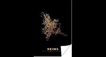 Poster Frankrijk - Kaart – Stadskaart – Plattegrond – Reims - 20x30 cm
