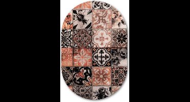 Wandovaal Portugese tegelkunst Puerto - WallCatcher | Acrylglas 70x105 cm | Ovalen schilderij | Muurovaal Tegel Puerto